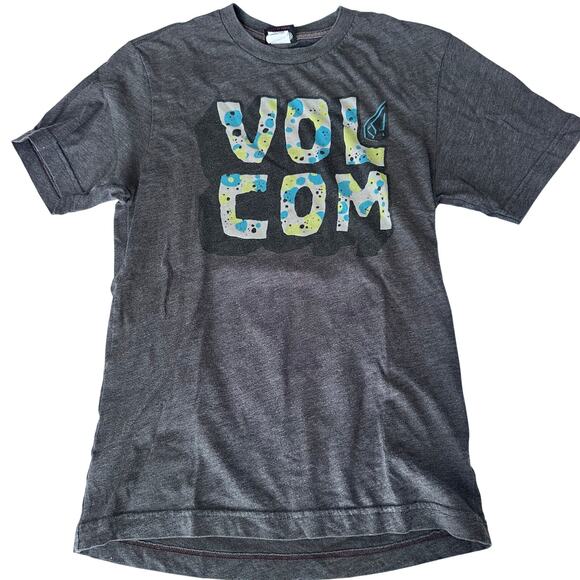Volcom Gray Splatter Graphic Print Short Sleeve Tee - L - Picture 1 of 3
